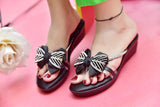 WEDGES CHAPPAL BLACK BUTTERFLY